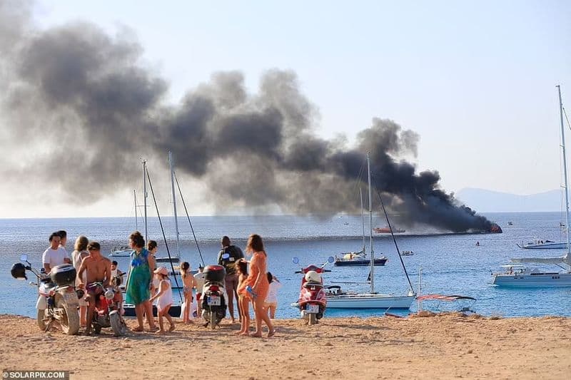 20 million pound superyacht has burned in the bay less than a month after it was bought