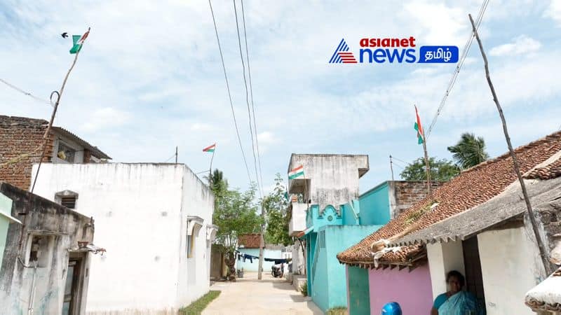 kanchipuram 40 panchayats hoisted national flags at every house - eagle view!