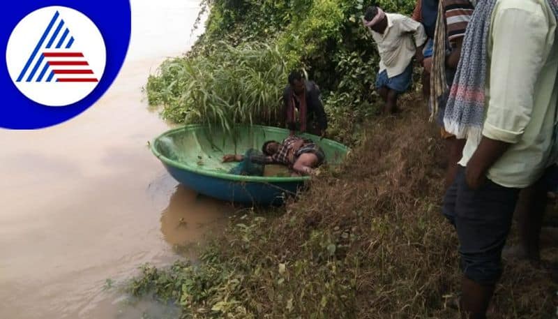 man survived in river  with plants in Haveri gow 