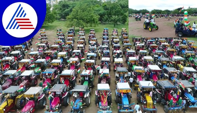 India Independence day Farmers Tractor Rally in the Arrabhi at belagavi rav