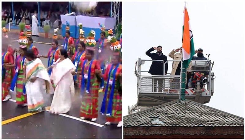 Mamata Banerjee dances with the tribals after hoisting the tricolor Vande Mataram slogans at Lal Chowk in Srinagar san