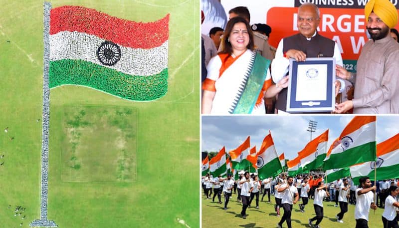 Watch Chandigarh University students set world record for largest human image of waving flag-tgy