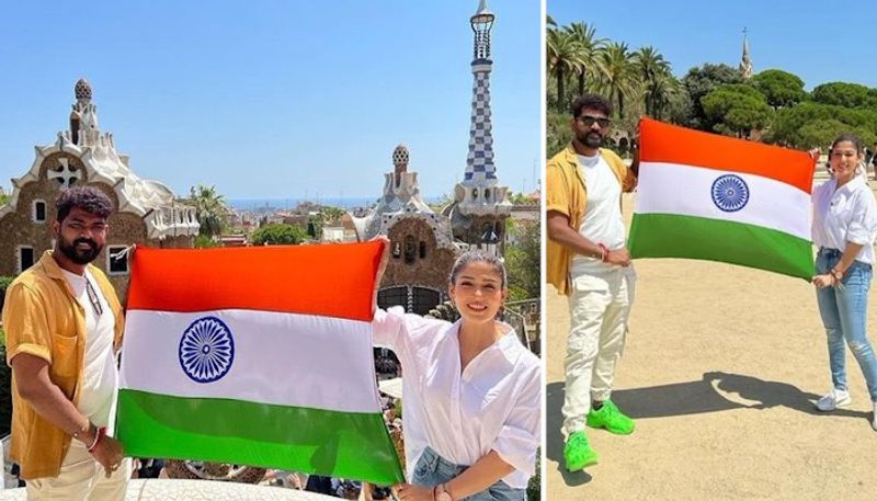 Video and Pictures: Nayanthara, Vignesh Shivan fly the Indian flag high in Barcelona RBA