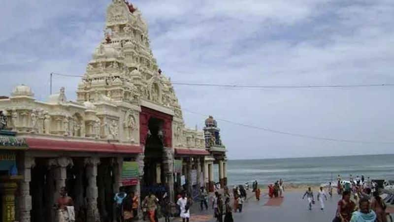 Flag hoisting at tiruchendur temple on the occasion of masi festival