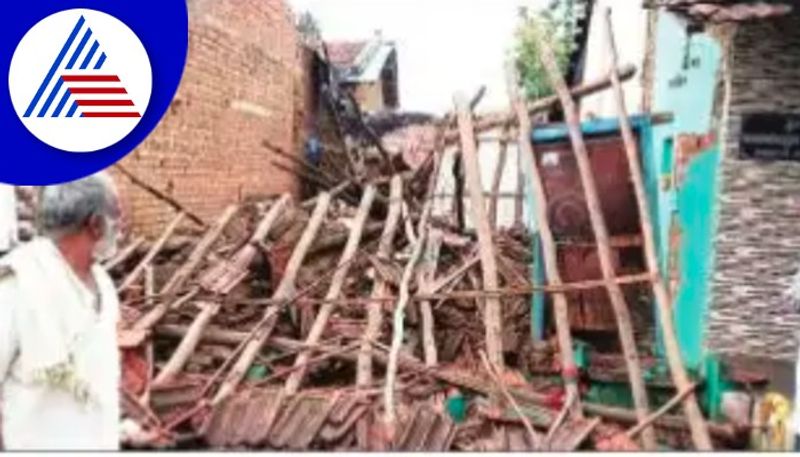 A Village member  destroyed her own house for flood relief money at dharwad