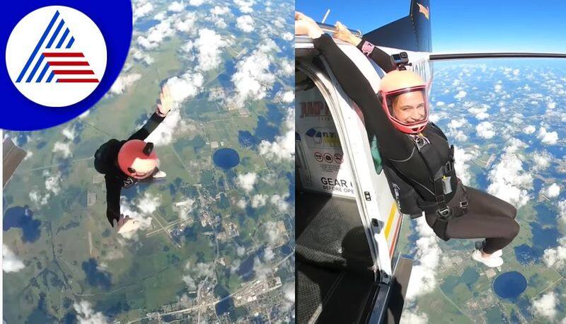 woman Katie Vasenina doing pull ups before skydiving watch viral video akb