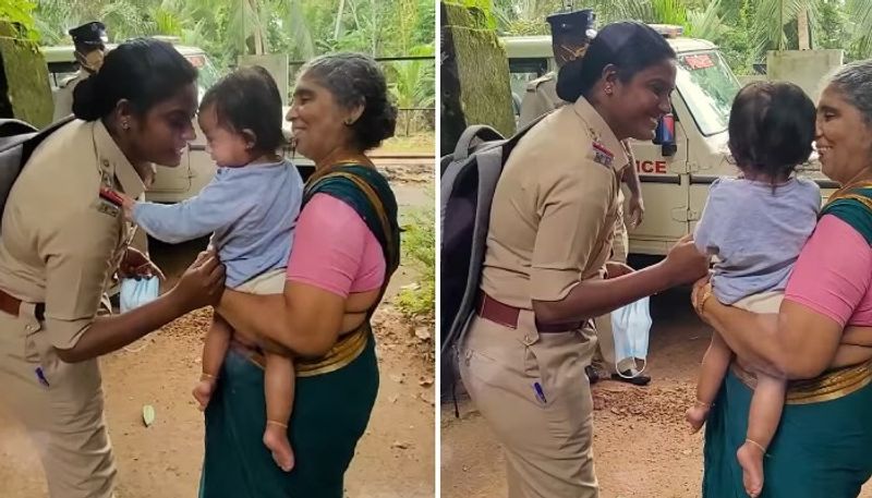 kerala police shared touching video of lady police officer and her baby