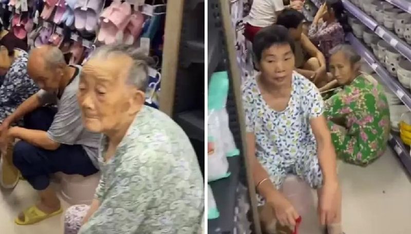 people enters into ac supermarkets amid heat wave in china 