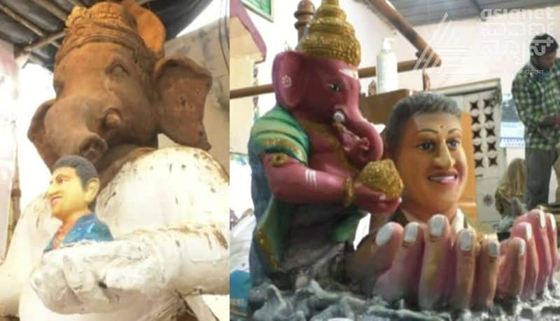 puneeth rajkumar statue along with ganesha statue at kolar gvd