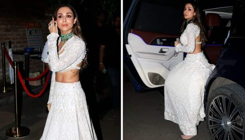 Malaika Arora sets cocktail inspiration in gorgeous ivory lehenga with backless bralette drb