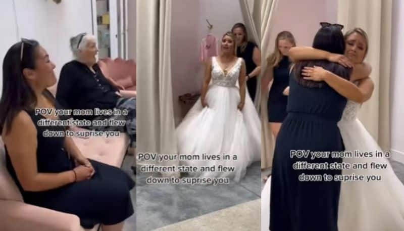 Mom surprises daughter during her wedding dress shopping