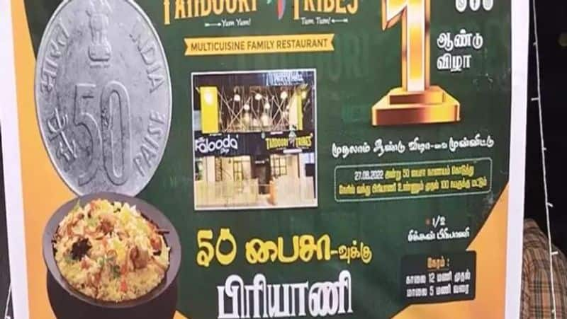 Amazing offer of biryani here for 50 paisa at karur