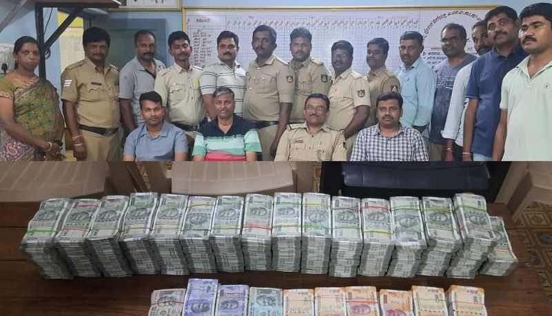 Hanagal police chased car where found Rs 85 illegal money akb