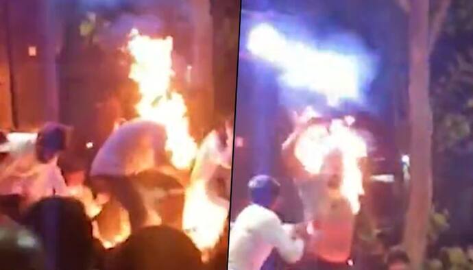 Man accidentally set himself on fire while performing dangerous stunt in Gujarat; watch video