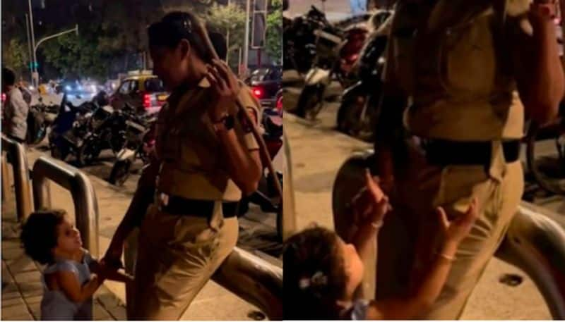 little girl and a Mumbai police officer video viral 