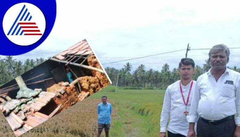 House wall collapsed due to rain, broken electric pole in Tumakuru rav