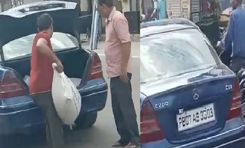 person came in bence car to buy ration at punjab