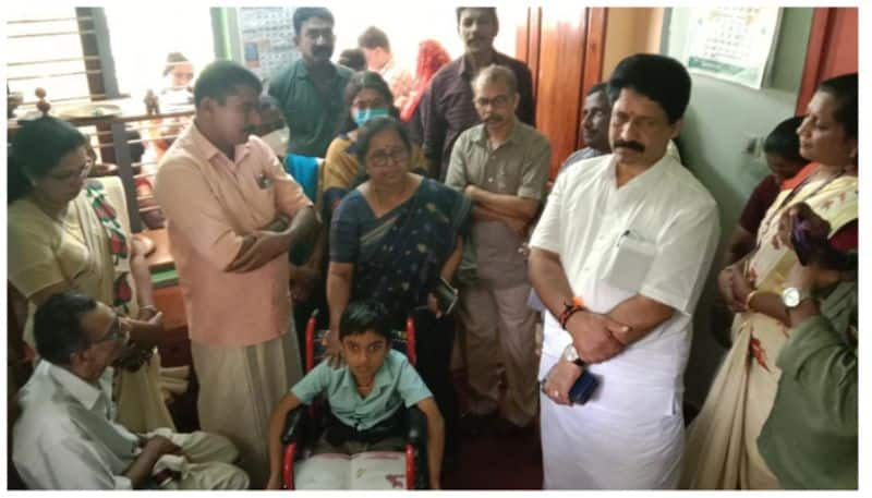 With Onam gifts to the home of differently abled Kailas Nath