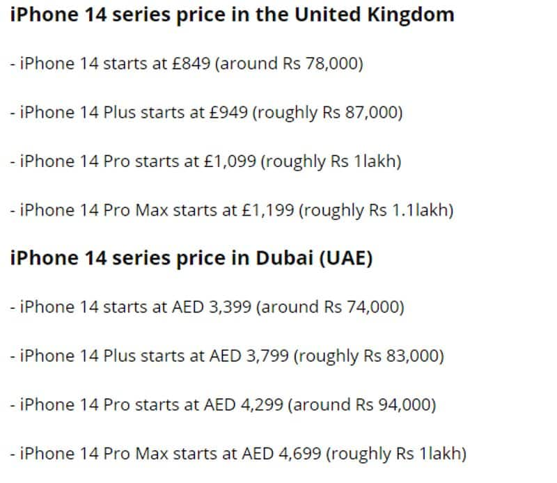 iPhone 14 price in India is much higher than other countries