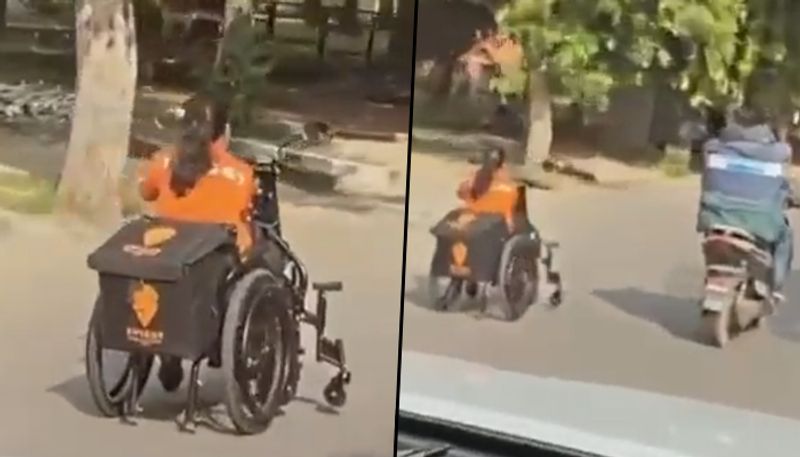 Specially-abled woman delivers food in a wheelchair; heartwarming video goes viral - gps