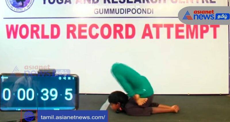 Gummidipoondi Girl Dharini world record in Vamadeva purna Salabhasanam 