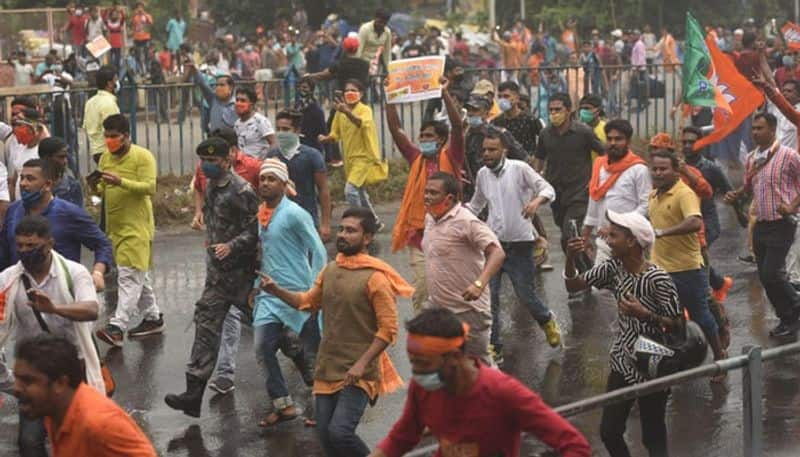 During the protest march to the Secretariat, Suvendu Adhikari and other leaders were detained.