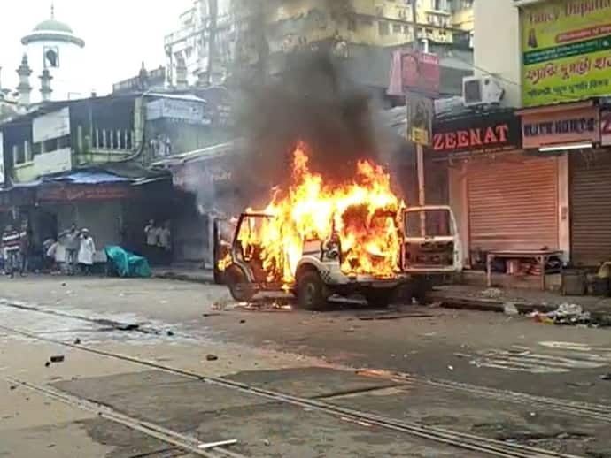 নবান্ন অভিযানে পুলিশের গাড়িতে আগুন, নিশীথ প্রামানিকের ছবি পোস্ট করে বিজেপিকে নিশানা তৃণমূলর 