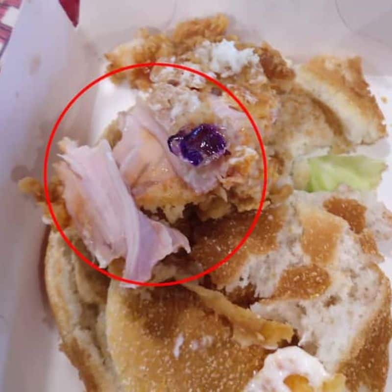 Glove in kfc burger customer shock viral video