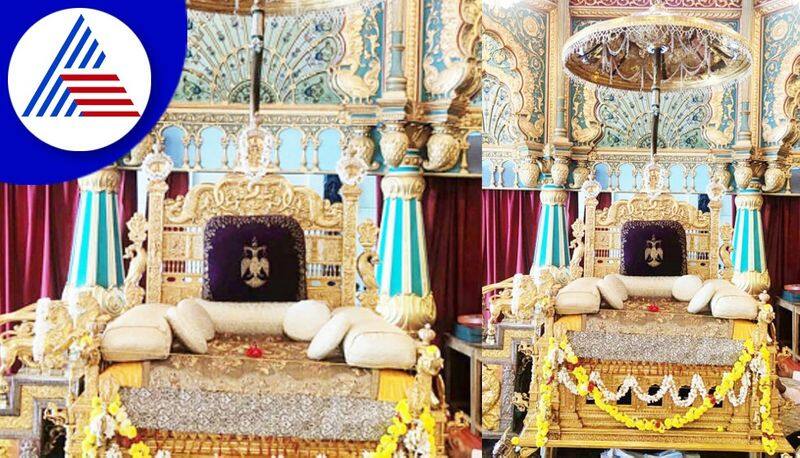 gemmy throne preparation in mysuru palace for private darbar on 20 September gvd