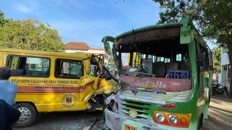 School bus collides with tourist van.. CCTV Footage Released