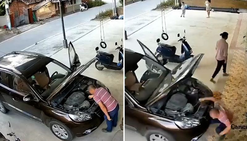 Watch Automatic car crushes mechanic while he was repairing it-tgy