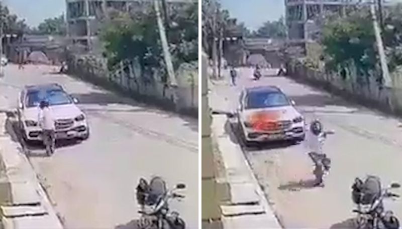 Watch Man sets fire on Mercedes after car owner fails to pay his dues in Noida; netizens react-tgy