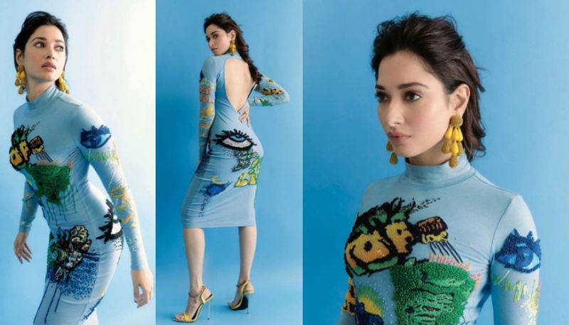 Tamannaah Bhatia  in Blue Bodycon Dress