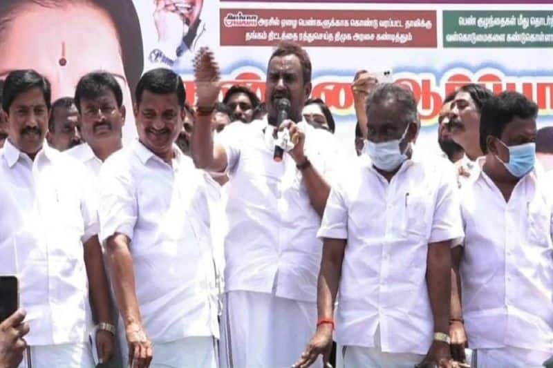 aiadmk protest against drugs smuggling in coimbatore vel