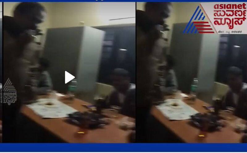 Police Drinks party In Station at Kolar Video Goes  Viral rbj