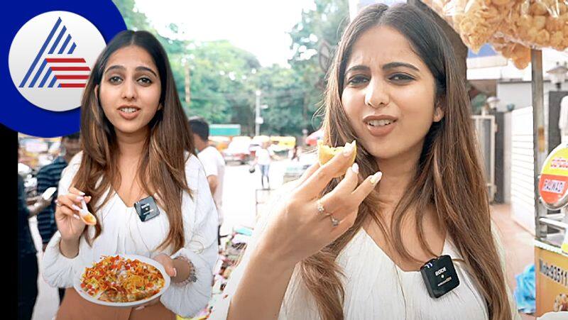 Niveditha Gowda visits Bengaluru popular VV puram food street vcs 