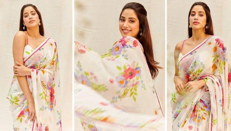 Janhvi Kapoor slays in floral white saree with strappy blouse; see pics drb