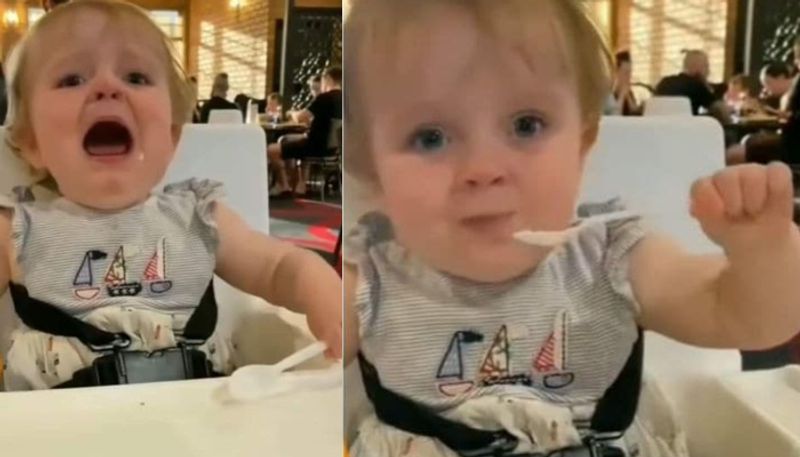 Adorable Baby Stops Crying On Seeing Food