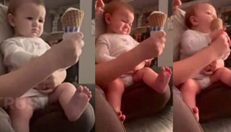 Baby tries ice cream for first time viral video