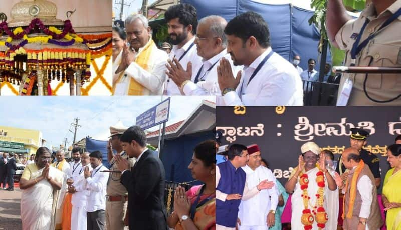 President Droupadi murmu looking vibrant in mysore silk saree, inaugurated Mysuru Dasara at chamundi hill akb