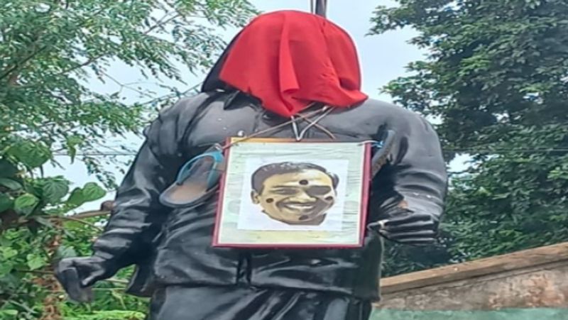 anna statue damaged in villupuram