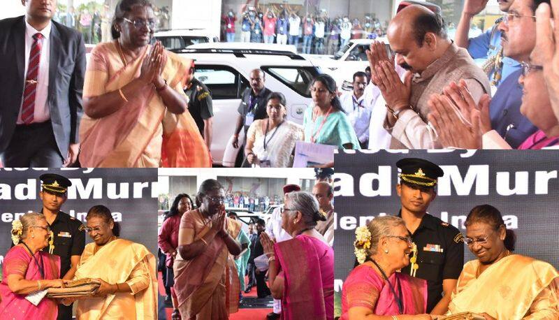 president draupadi murmu Inaugurated IIIT Dharwad new campus, sudha Murthy gifts saree and koudi akb