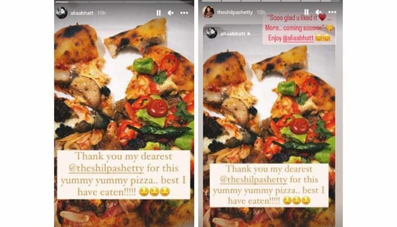 alia bhatt gets yummy pizza from shilpa shetty 