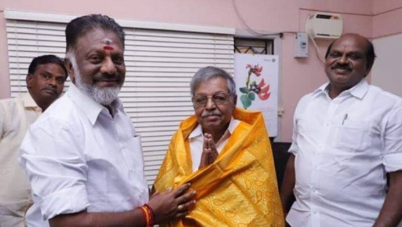 Aiadmk o panneerselvam meets panruti ramachandran at chennai eps shock