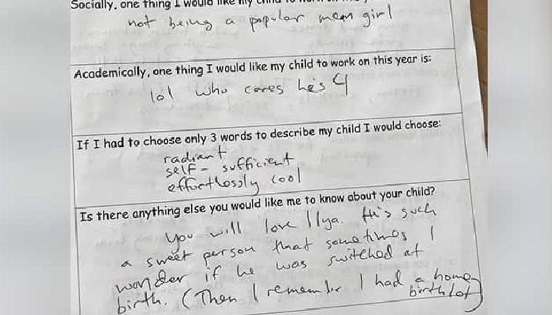 mothers hilarious answers to sons teacher goes viral in internet