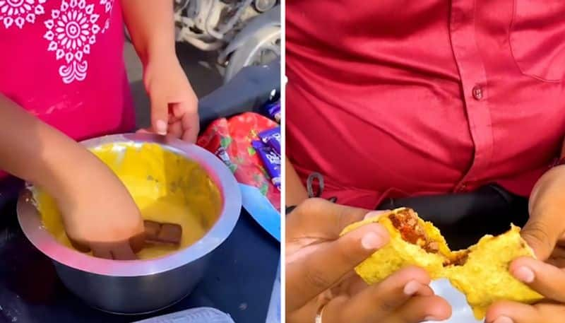 Watch Woman makes chocolate pakodas and serves with masala and green chutney; Netizens react-tgy