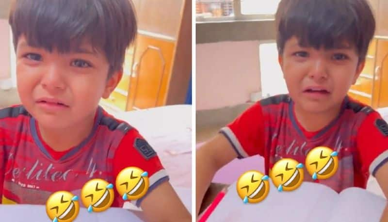 Little boy not liking to do home work crying with mom video goes viral akb