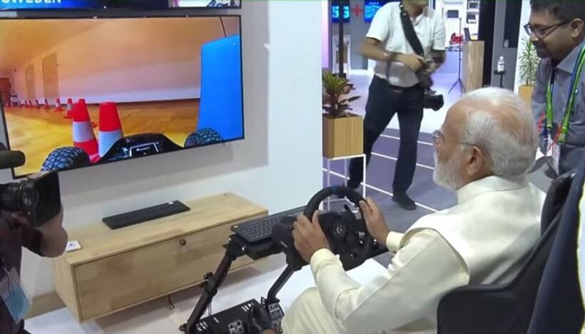 5G launch in India: PM Narendra Modi test driving a car in Europe from Delhi using 5G