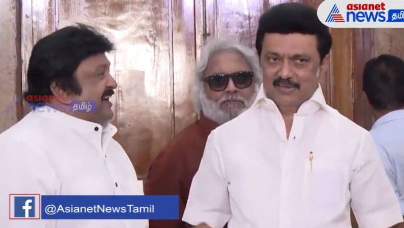 Actor Prabhu suddenly fell at the feet of Chief Minister Stalin