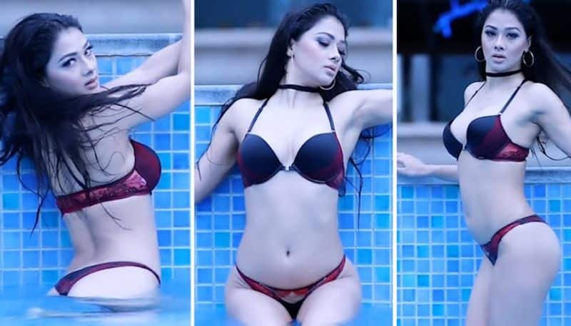 Sexy Namrata Malla Video Actor dances in pool wearing bikini on Nora Fatehi song Manike fans MUST watch drb